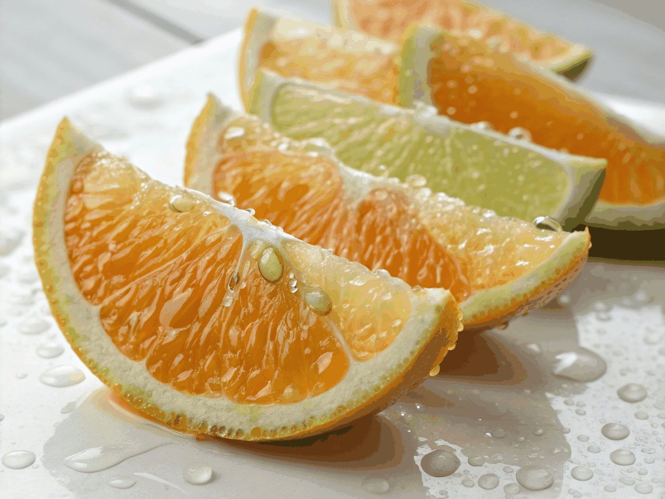 Cross section of a fresh citrus fruit showing internal anatomy