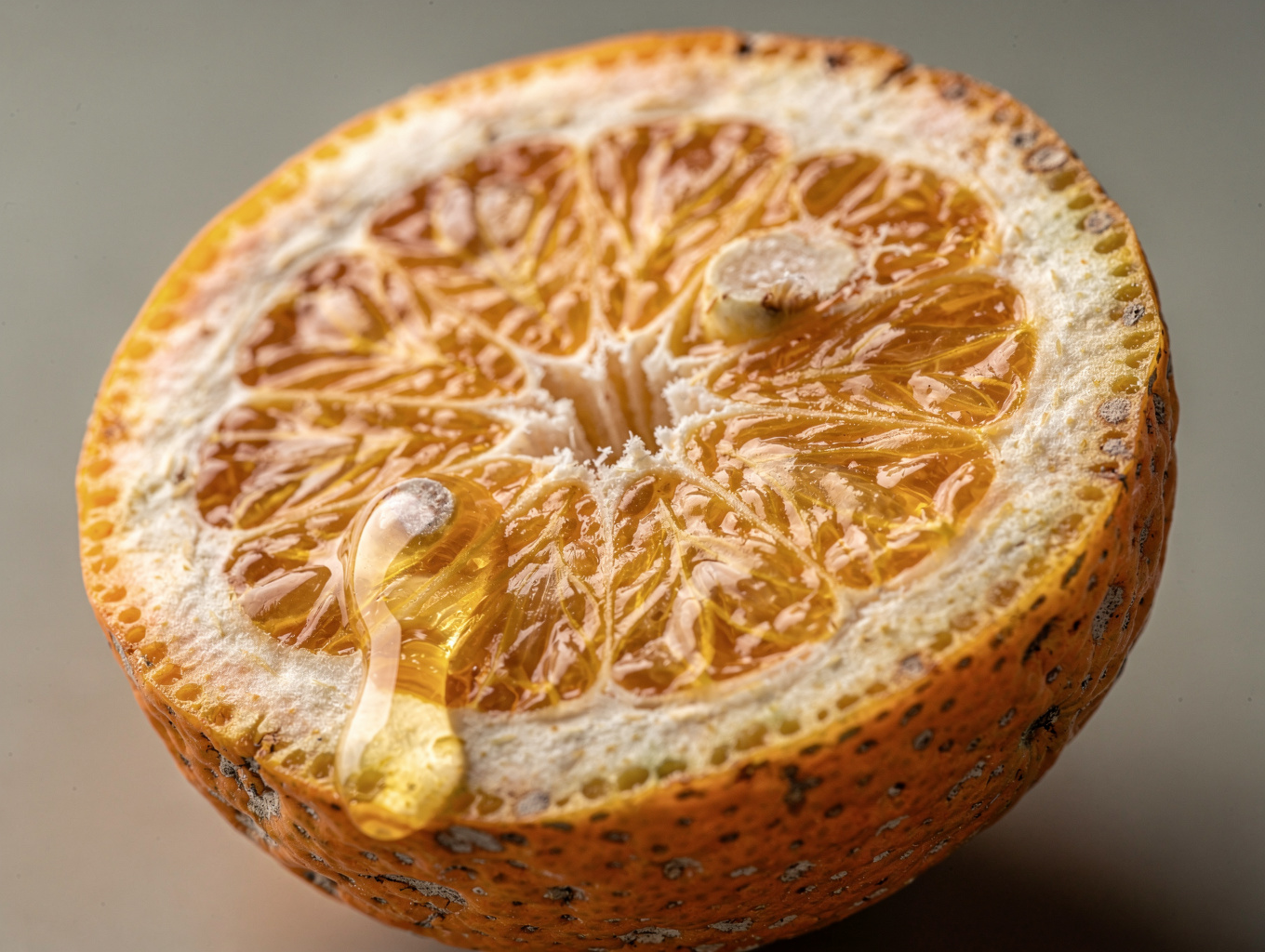 High-resolution botanical photograph of fresh citrus fruit cross-section